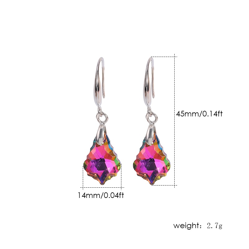 Khuyên tai Pinkdudu PD428 dáng dài hình chiếc lá đính đá pha lê thời trang đơn giản cho nữ
