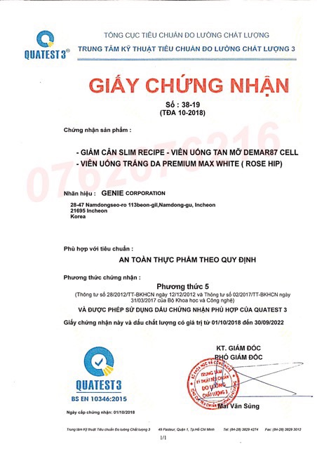 Viên giảm cân toàn thân thảo mộc Slim Recipe Genie Hàn Quốc | BigBuy360 - bigbuy360.vn