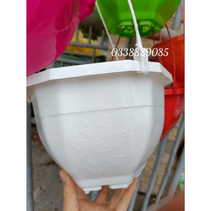 Chậu treo.kẹp kích thước 22x15cm nhiều màu kèm dây treo