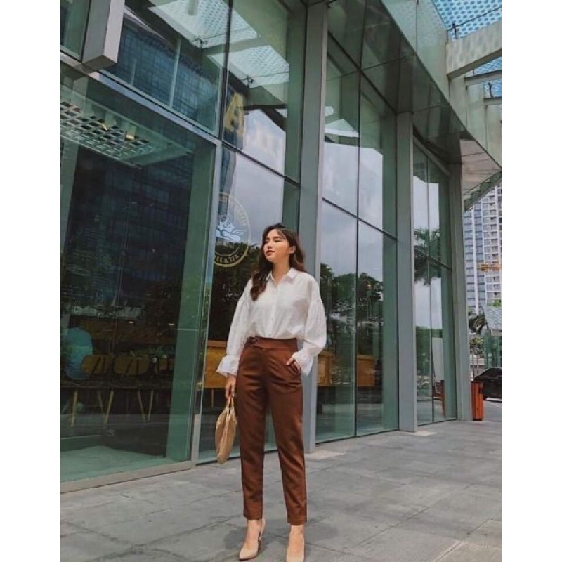 Quần công sở cao cấp❤FREESHIPMÀU nâu size M như hình Dây lưng cùng màu. HÀNG Nhà máy THANH LÝ