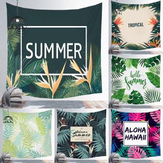 The hanging cloth decorated with tropical trees