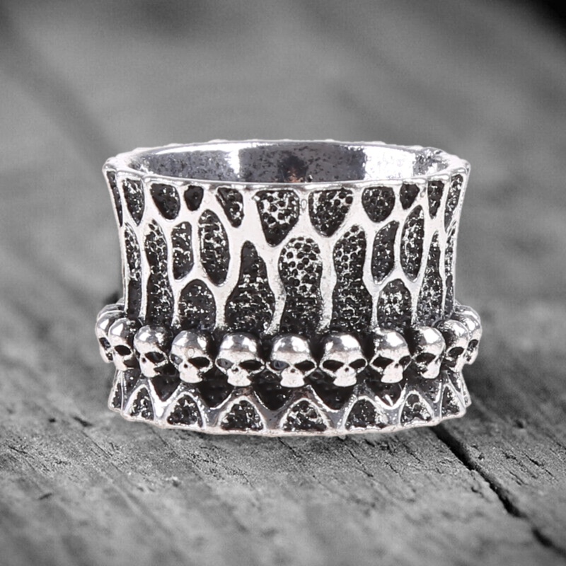 Nhẫn Bạc Hình Đầu Lâu Phong Cách Gothic Punk Cá Tính Cho Nam Và Nữ