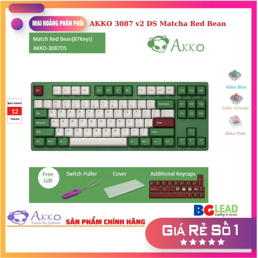 Bàn phím - Keyboard Akko 3087 v2 DS Matcha Red Bean