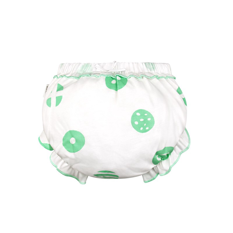 Lucky Big Cat đồ lót xù nhỏ Bowknot bánh Quần trẻ em in quần tã (Green Dot)