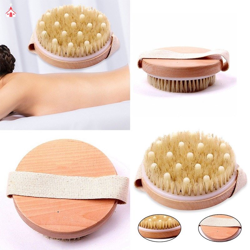 Bàn Chải Tắm Khô Và Ướt Yolika-Natural Boar Massage Tẩy Tế Bào Chết Loại Bỏ Tế Bào Chết Cho Da