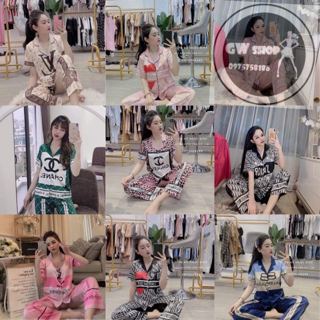Bộ lụa họa tiết cộc dài siêu hót