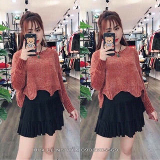 Áo len nhung croptop
