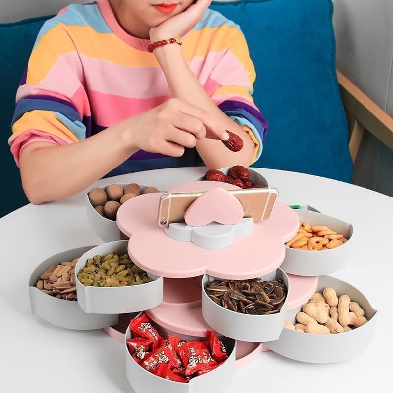 Khay Mứt Bánh Kẹo Tết 2 Tầng Phong Cách Hiện Đại Mẫu Mới