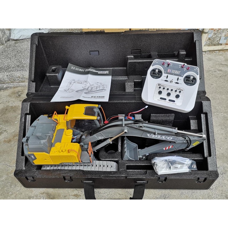 Máy xúc kim loại xi lanh điện E010-003 DoubleE 2.4G 1:14 Mẫu máy xúc được ủy quyền của volvo