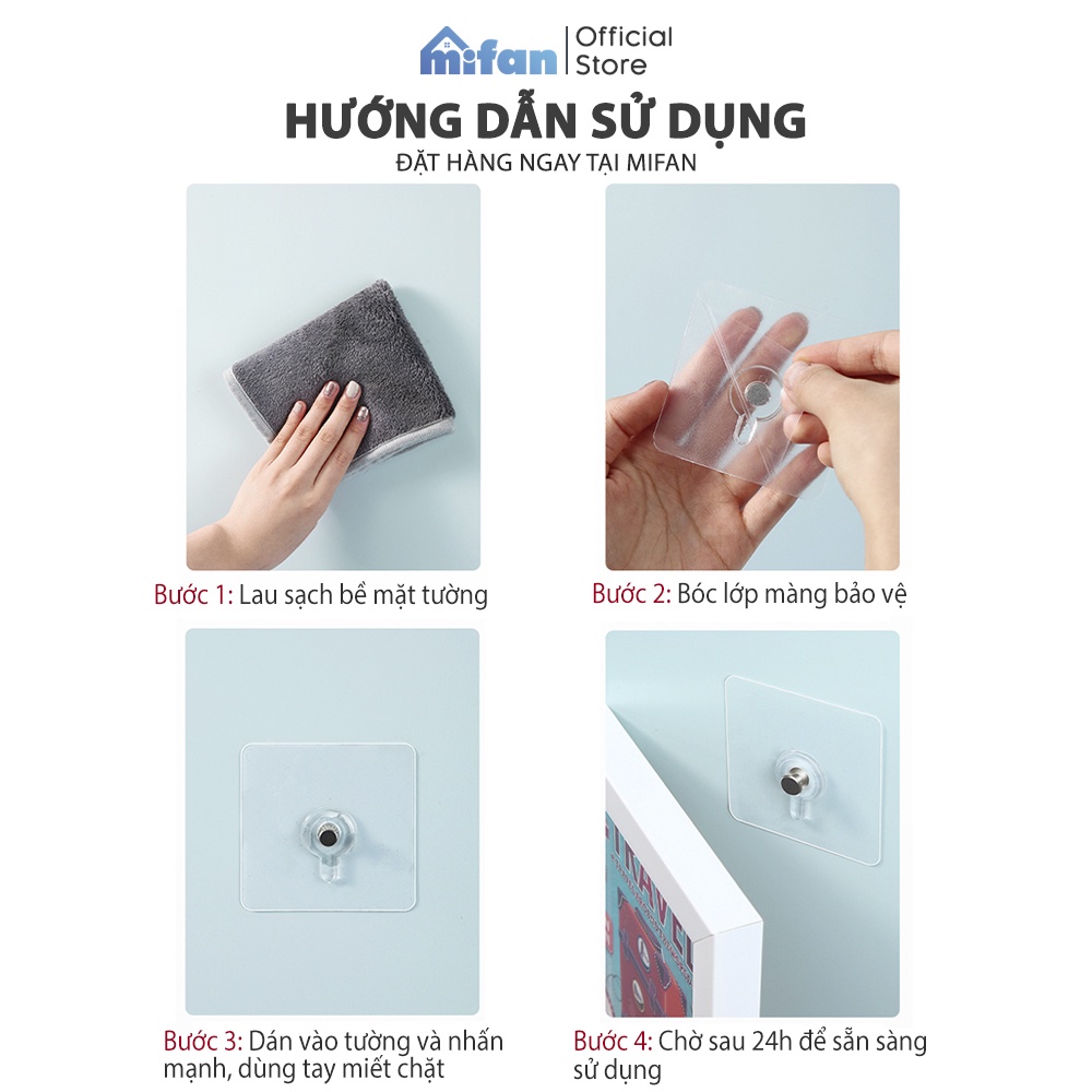 Móc Dán Tường Siêu Dính Chịu Lực Siêu Bền Mifan - Loại keo dày siêu chắc chất lượng cao