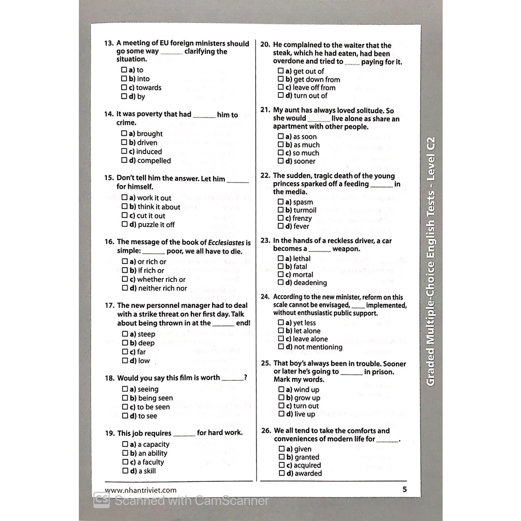 Sách Graded Multiple - Choice English Test Level C2