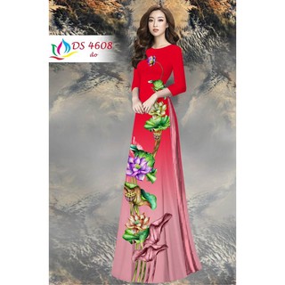 Vải áo dài tằm ý/ lụa nhật hoa sen sang đẹp