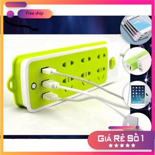 [FreeShip] Ổ Điện Đa Năng Chống Giật kiêm sạc điện thoại, 3 cổng USB GD13