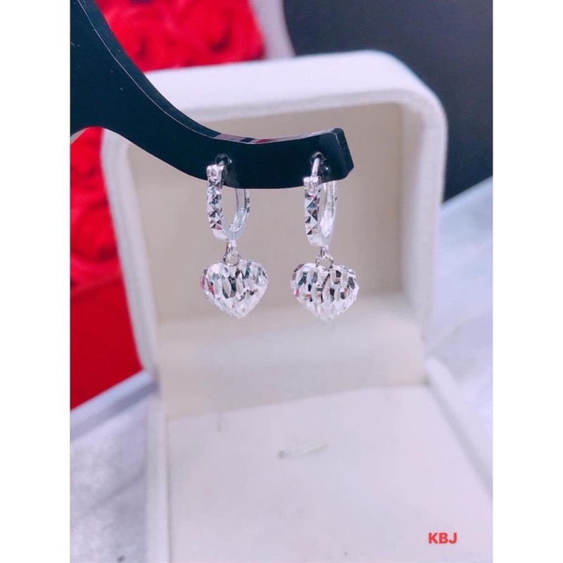 Bông tai nữ giá rẻ mặt trái tim bạc thật cực đẹp - Kho sỉ bạc Nhất Linh