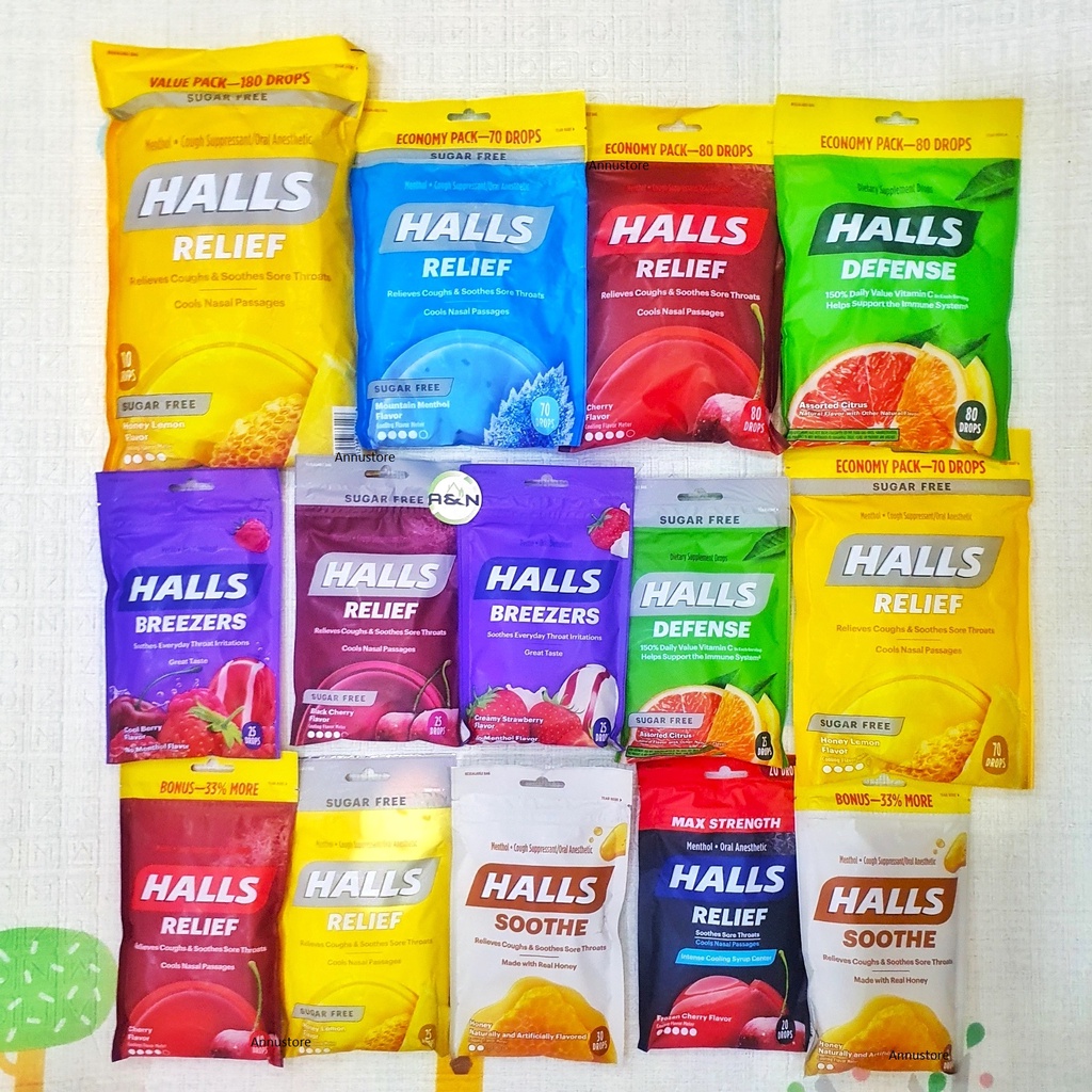 Kẹo ngậm Halls không đường - Hàng Mỹ