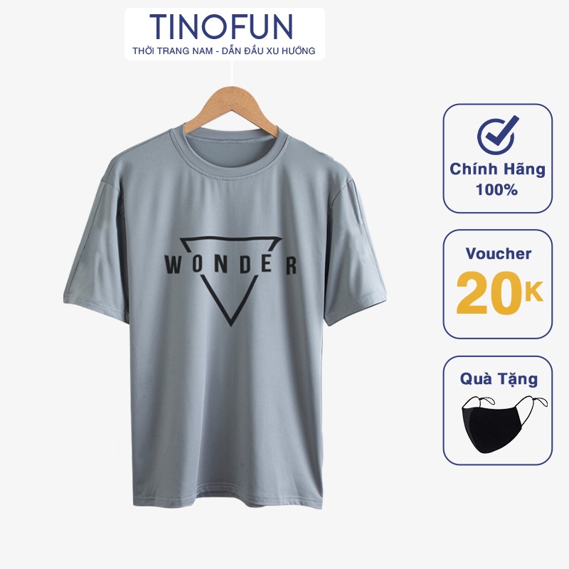 Áo thun nam ngắn tay TINOFUN đẹp mã "TT20" vải thun lạnh phong cách Hàn Quốc họa tiết Wonder tập gym