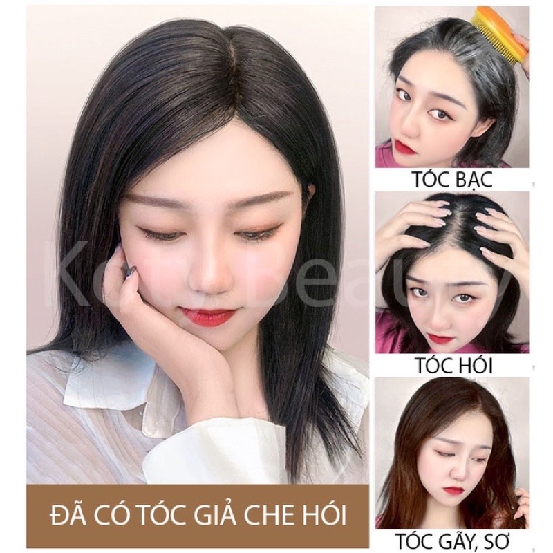 Tóc Che Hói Che Bạc 2 Mái Bằng Tóc Thật Che Đỉnh Đầu