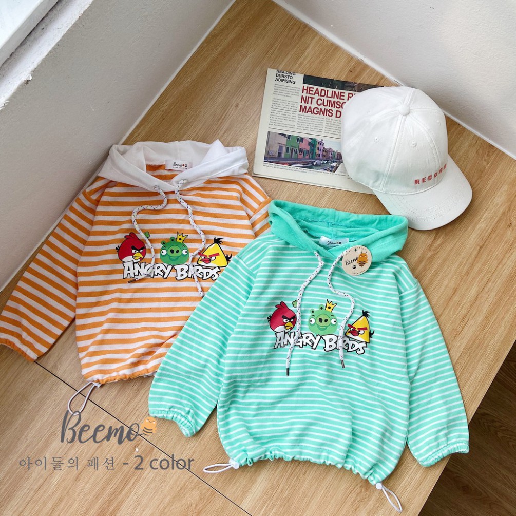 Áo hoodie kẻ ngang Angry Bird 2 màu - 20A021