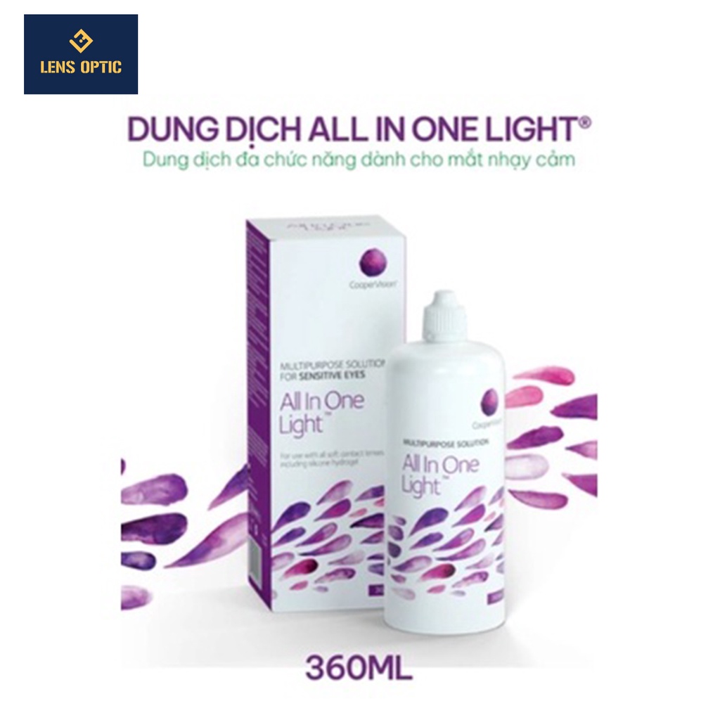 Nước ngâm rửa kính áp tròng COOPER VISION All In One Light cho mắt nhạy cảm 360ml - Lens Optic