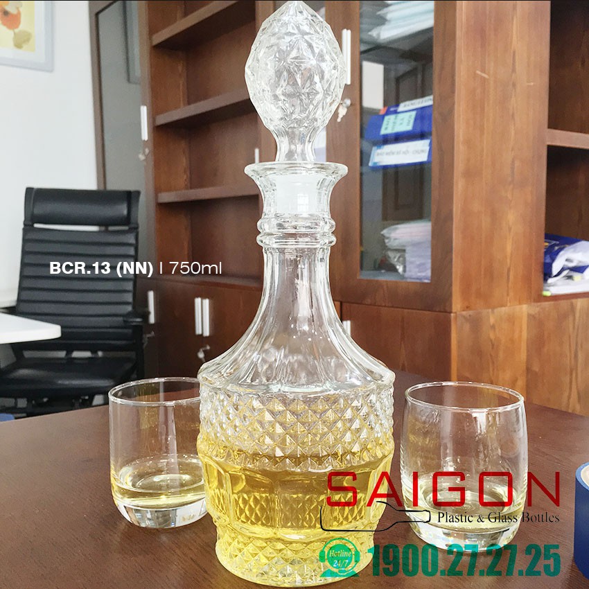 [ Rẽ Vô Địch ] Bình Thủy Tinh Ngâm Ruou Nắp Nhọn 750ml Sang Trọng | BCR.13