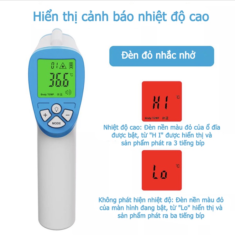 Nhiệt kế điện tử hồng ngoại đo trán tránh tiếp xúc - Tặng pin bảo hành 12 tháng - KU0025