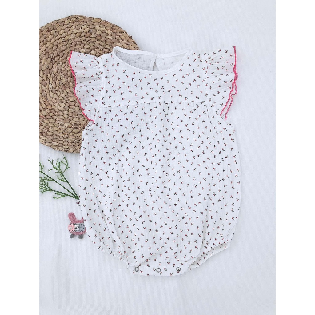 Đầm bé gái sơ sinh, váy bé gái sơ sinh chất liệu cotton 100% in hoa nhí cho bé từ 6 tháng đến 2 tuổi