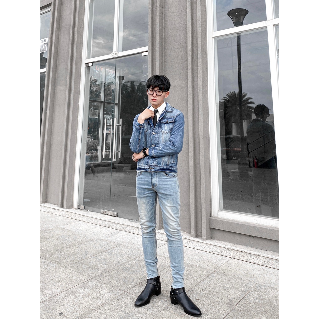 Quần Jeans TARMOR Dáng Ôm Màu Xanh Bạc Skinny Jeans in Faded Blue