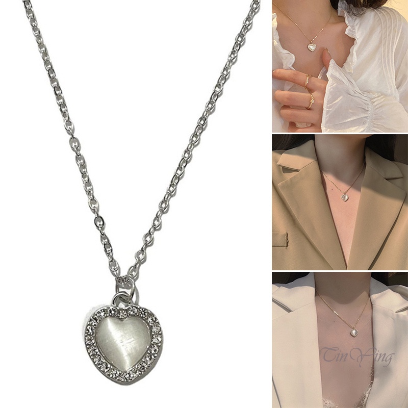 GETNOIVAS Vòng cổ hợp kim mặt hình trái tim phong cách cổ điển cho nữ