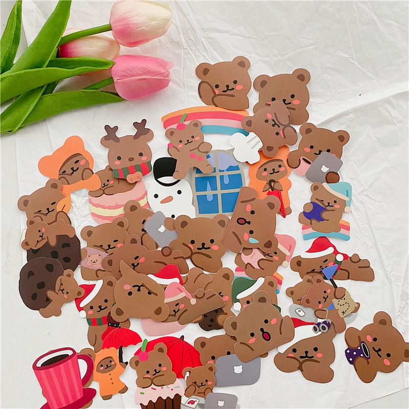 Bộ 60 Miếng Dán Trang Trí Viền Bánh Kem Hình Gấu Dễ Thương