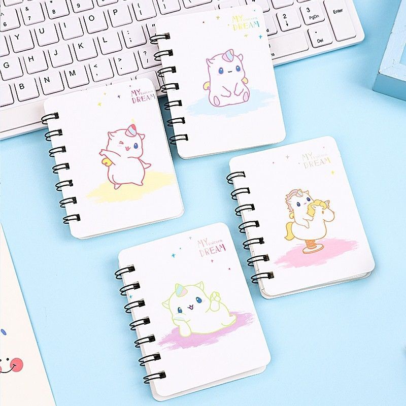 Sổ tay ghi chú mini A7 gáy lò xo bìa hoạt hình dễ thương