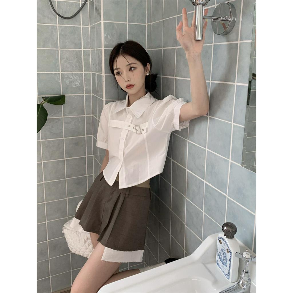 Áo Thun Cộc Tay Dáng Ngắn Thời Trang Mùa Hè Cho Nữ 63131