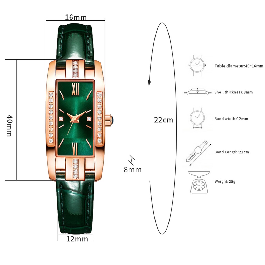 Đồng hồ nữ đẹp D-ZINER dây da mặt vuông sang trọng cao cấp chính hãng ND57 | BigBuy360 - bigbuy360.vn