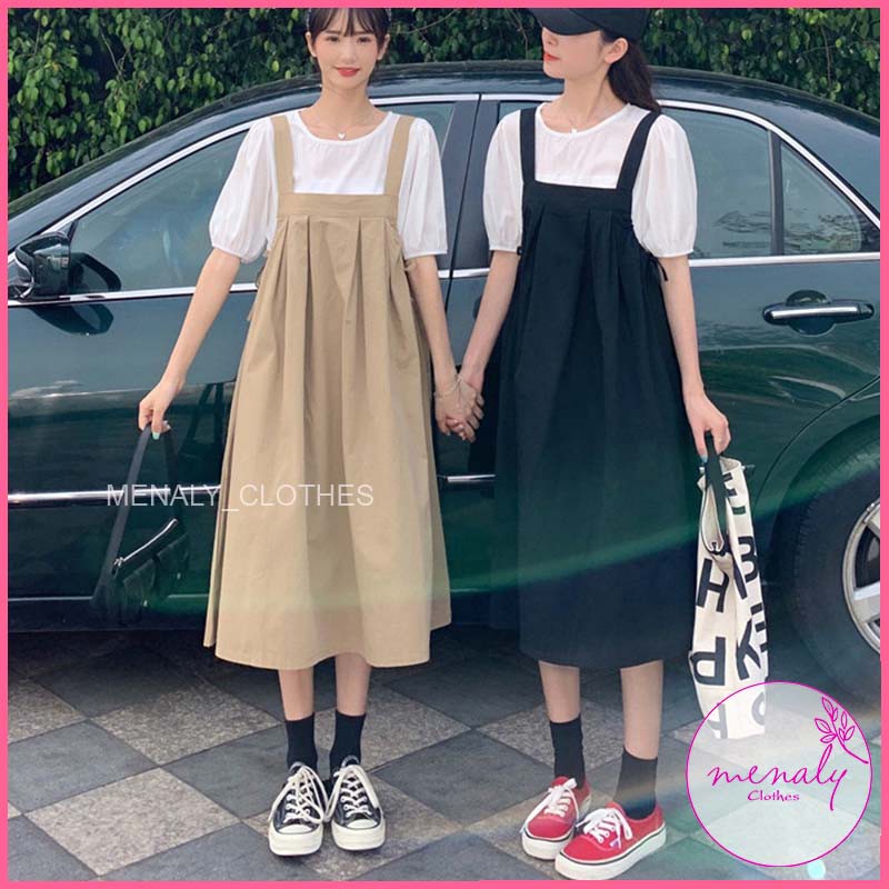 Váy yếm nữ ulzzang hàn quốc dáng dài 2 chi tiết VH042, mặc làm set bạn thân hoặc mặc rời đều đẹp, bầu bí bon chen | BigBuy360 - bigbuy360.vn