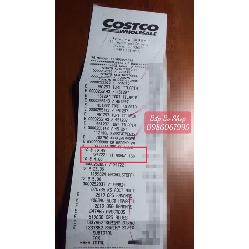 Viên uống nhân sâm Ấn Độ Youtheory Ashwagandha 1000mg 180 viên