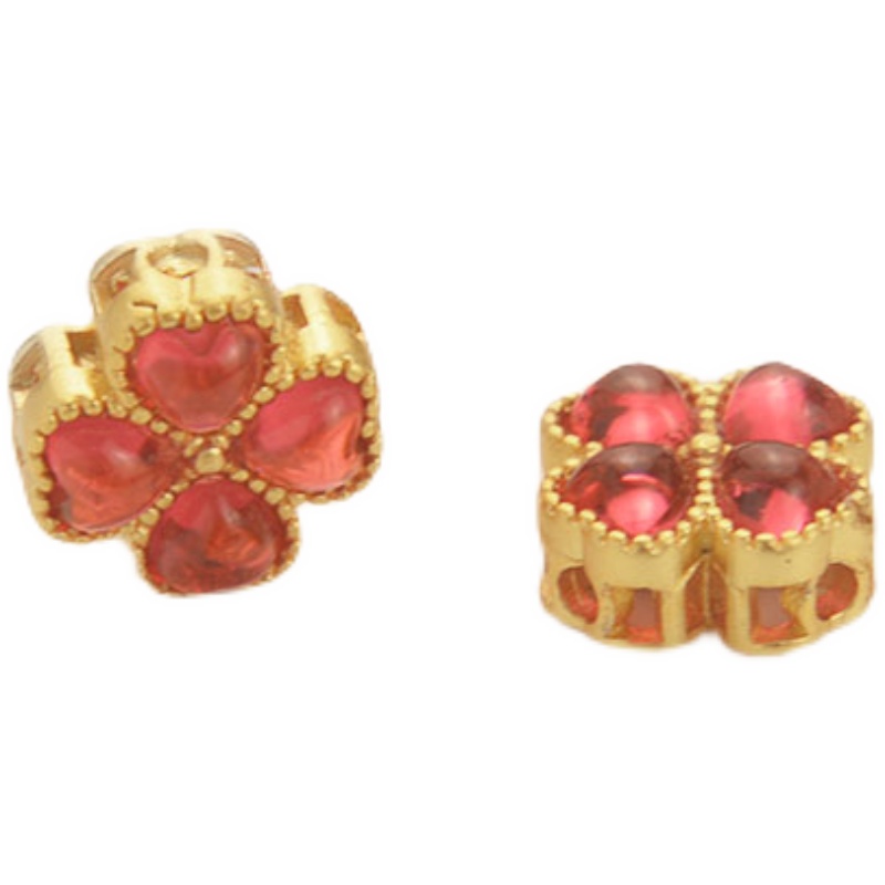 Phụ Kiện Trang Sức Vòng Đeo Tay Dây Bện Mặt Cỏ Bốn Lá Màu Vàng Đỏ Phong Cách Cổ Điển diy