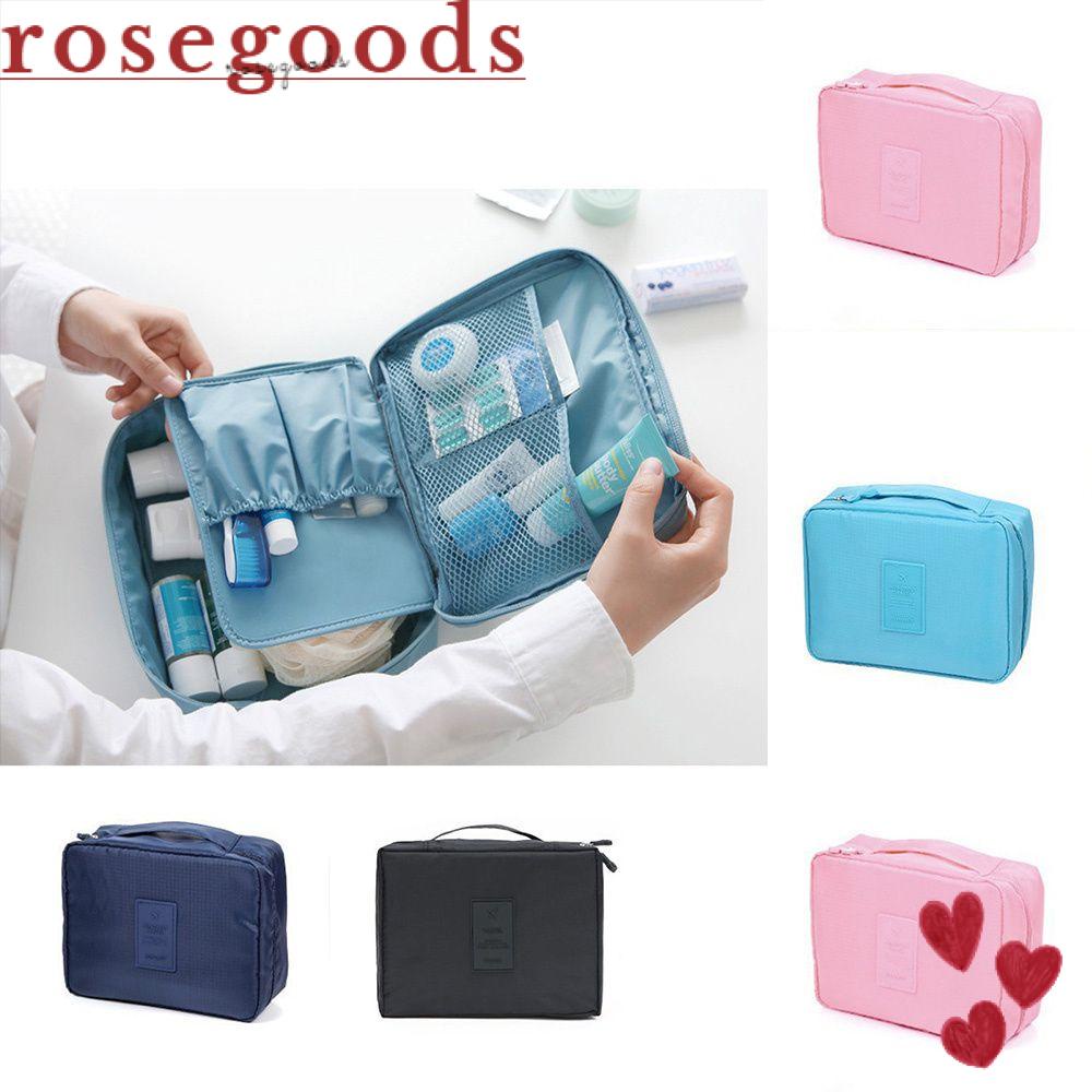 Túi Đựng Mỹ Phẩm Du Lịch Họa Tiết Hoa Hồng Xinh Xắn Cho Nữ