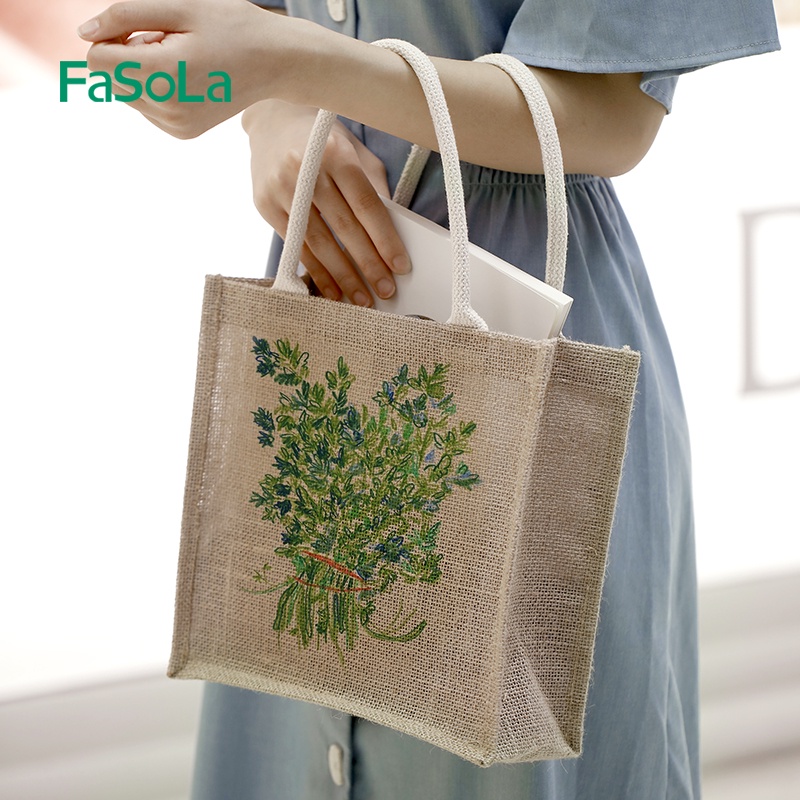 Túi xách thời trang chất liệu cotton và linen FASOLA FSLPS-365