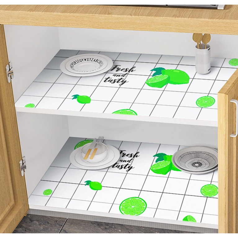 Decal tráng nhôm dán bếp CHANH XANH khổ 60cm có keo sẵn - giá bán 1 mét