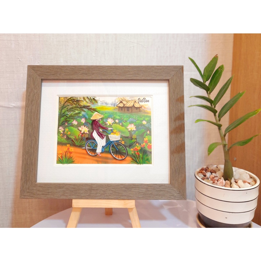 tranh giấy xoắn truyền thống CÔ GÁI ÁO DÀI VIỆT NAM