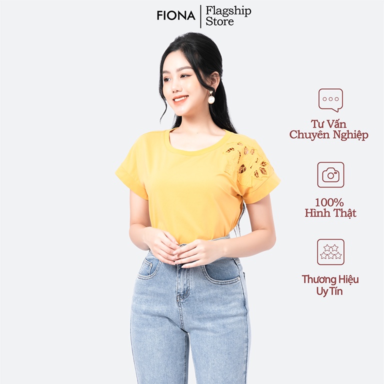 Áo thun nữ Fiona thêu họa tiết 3D nổi 1 bên vai  F521172