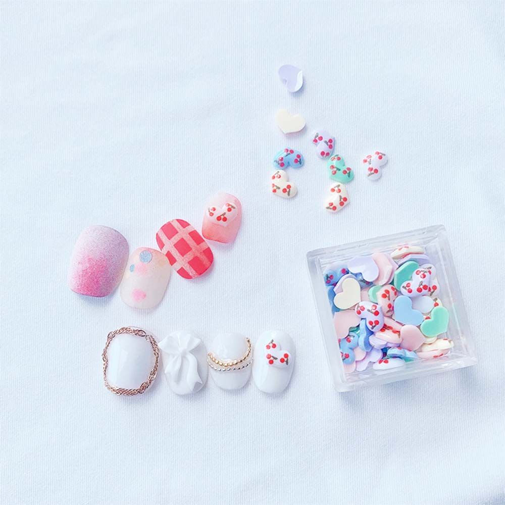 Phụ Kiện Trang Trí Móng Tay 3D Hình Trái Tim / Quả Anh Đào / Trái Tim Xinh Xắn