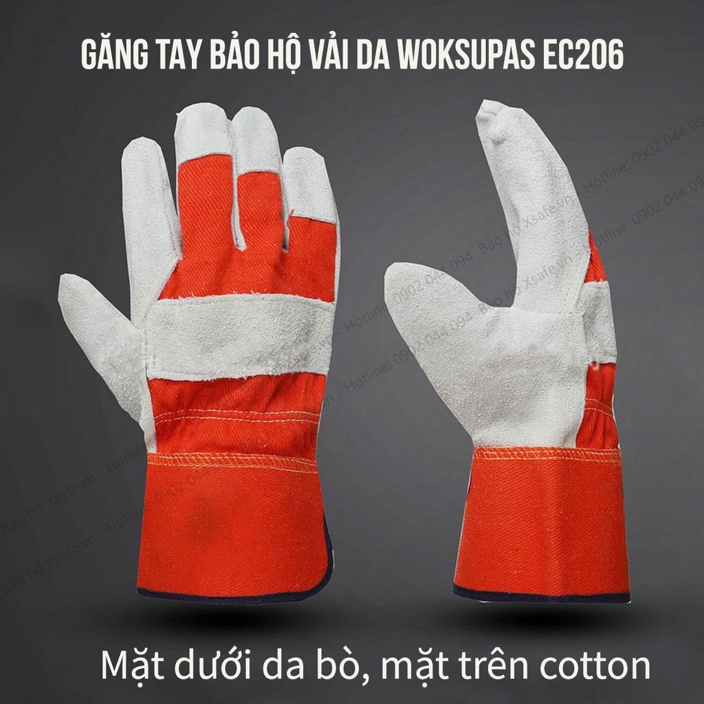 Găng tay bảo hộ Woksupas EC206 da thật, găng tay đa năng, bao tay hàn, cơ khí, xây dựng, nông nghiệp, luyện kim