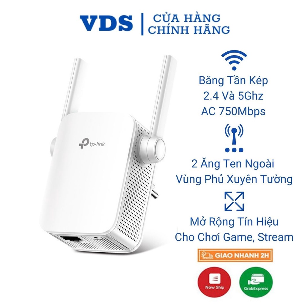 Bộ kích sóng wifi TP-Link RE205 băng tần kép 2.4 và 5ghz, cục hút mở rộng wifi chuẩn AC 750Mbps VDS SHOP