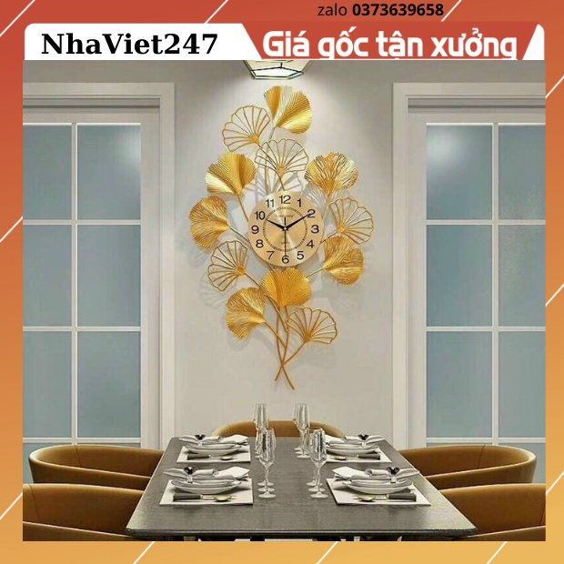 Đồng Hồ Treo Tường Trang Trí lá KinhGo -Mã 2808-Kt 80x60Cm-quà tặng đẹp- giá rẻ-hàng nhập khẩu-bảo hành 5 năm