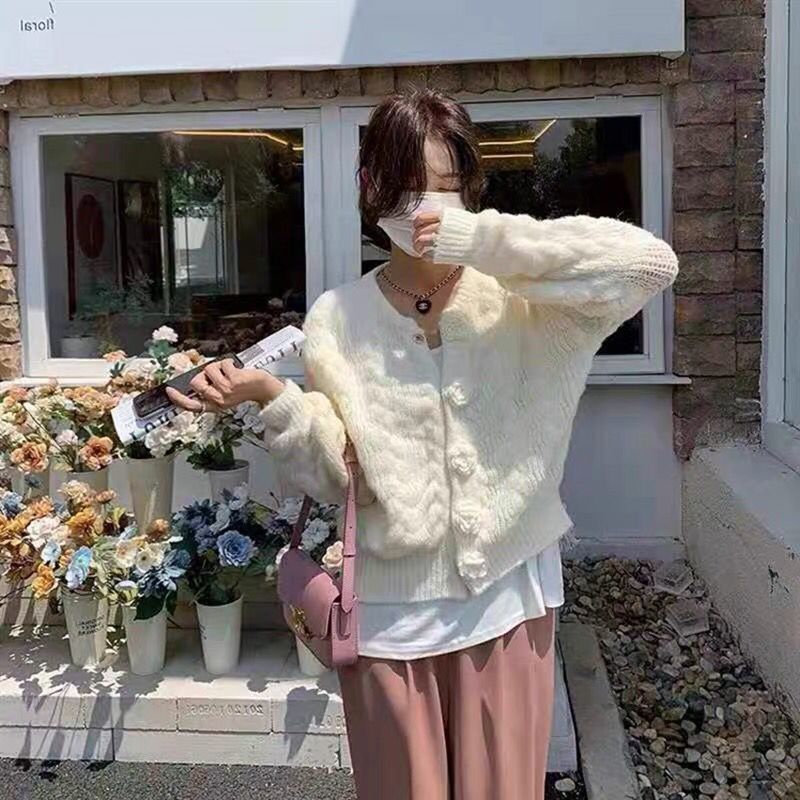 Áo Sweater Dệt Kim Màu Xanh Sữa Mềm Mại Phong Cách Nhật Bản Dễ Thương Cho Nữ