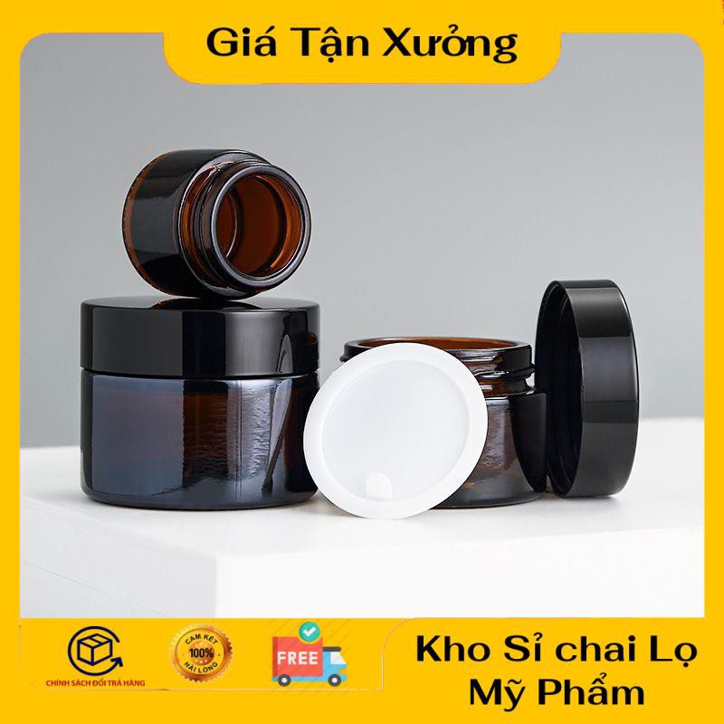 Hũ Chiết Mỹ Phẩm ❤ TRÙM SỈ ❤ Hũ Chiết Kem Thủy Tinh Nâu 30g,50g,100g chiết mỹ phẩm , phụ kiện du lịch