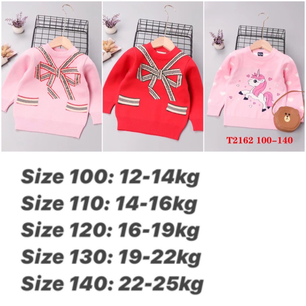 Áo len size to cho bé gái họa tiết Pony , nơ xinh chất len dày dặn,ảnh thật RIO chụp, hàng có sẵn kèm video