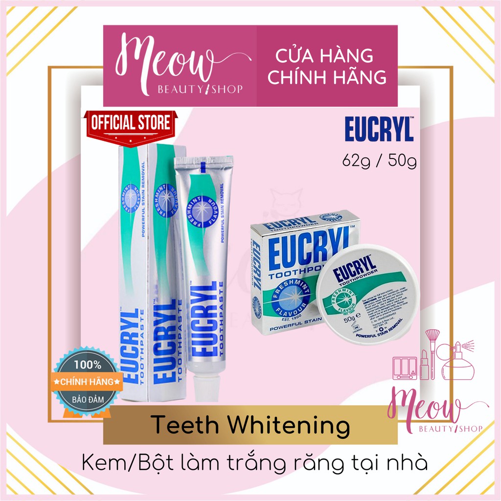 Eucryl - Kem / Bột Làm Trắng Răng Eucryl Toothpaste (62g) &amp; Toothpowder (50g)