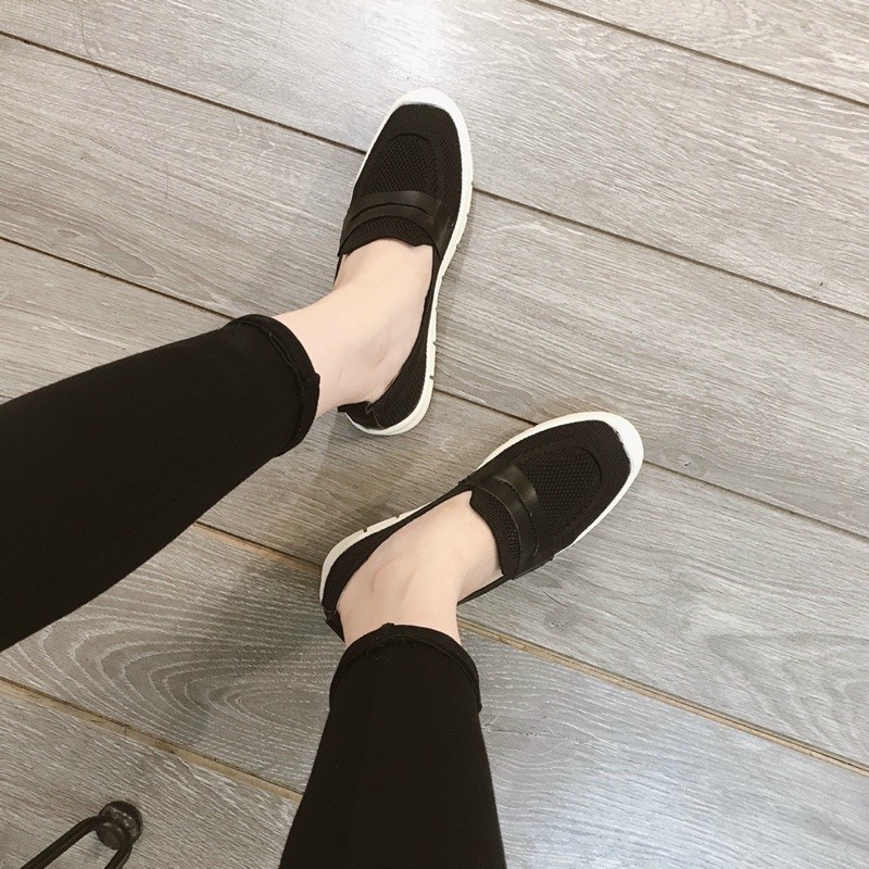 Giày bệt nữ chun đế cao su Slipon lười vải siêu êm (2 kiểu,hàng cao cấp fullbox)