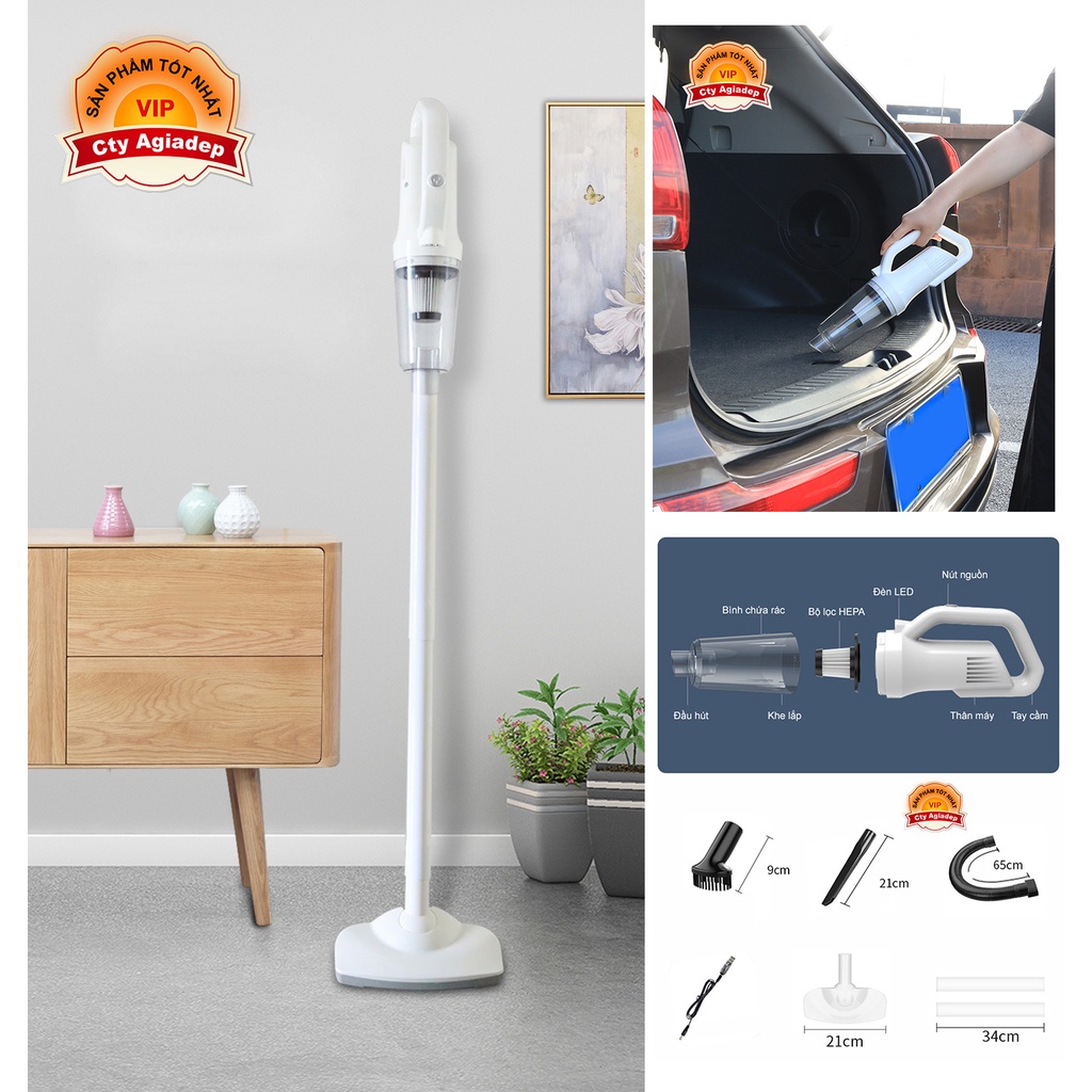 Máy hút bụi ST6101 2 đầu ngắn dài kèm Lau sàn Không dây Pin sạc